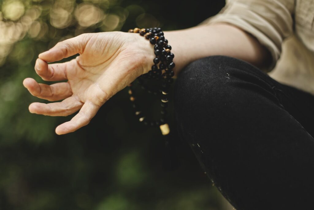 mudra, person doing meditation outdoors