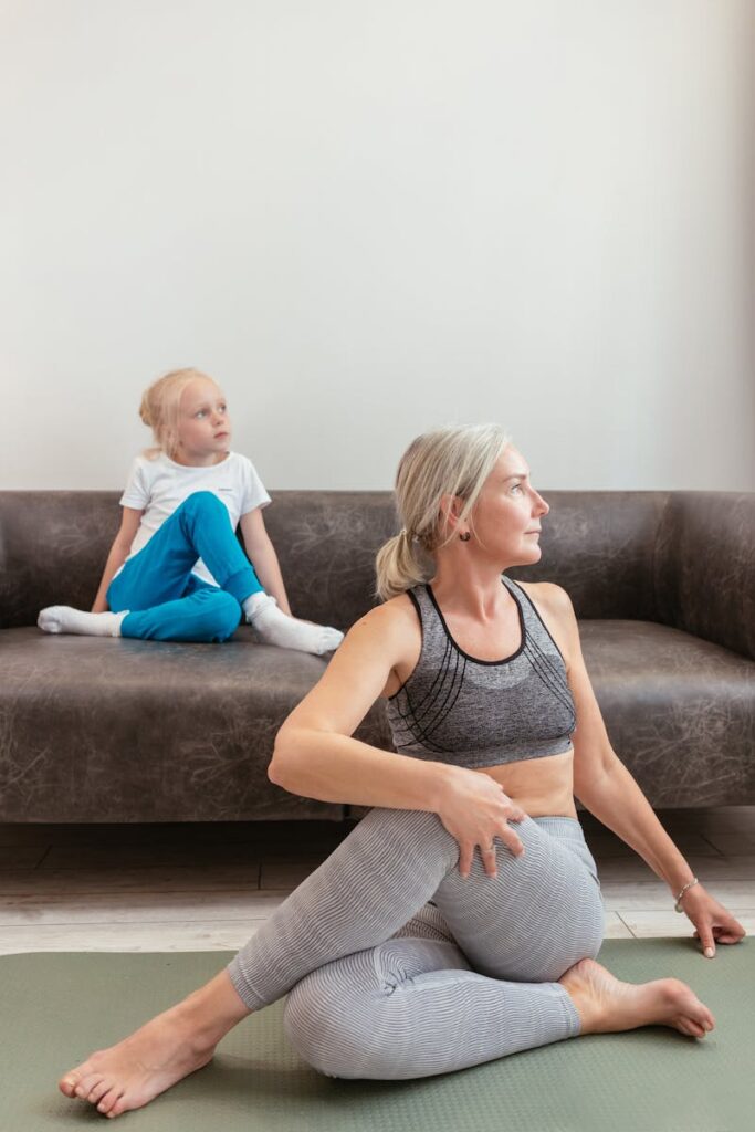 Woman Exercising with her Granddaughter